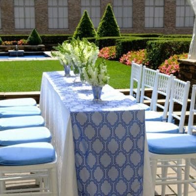 outdoor dining area with table settings
