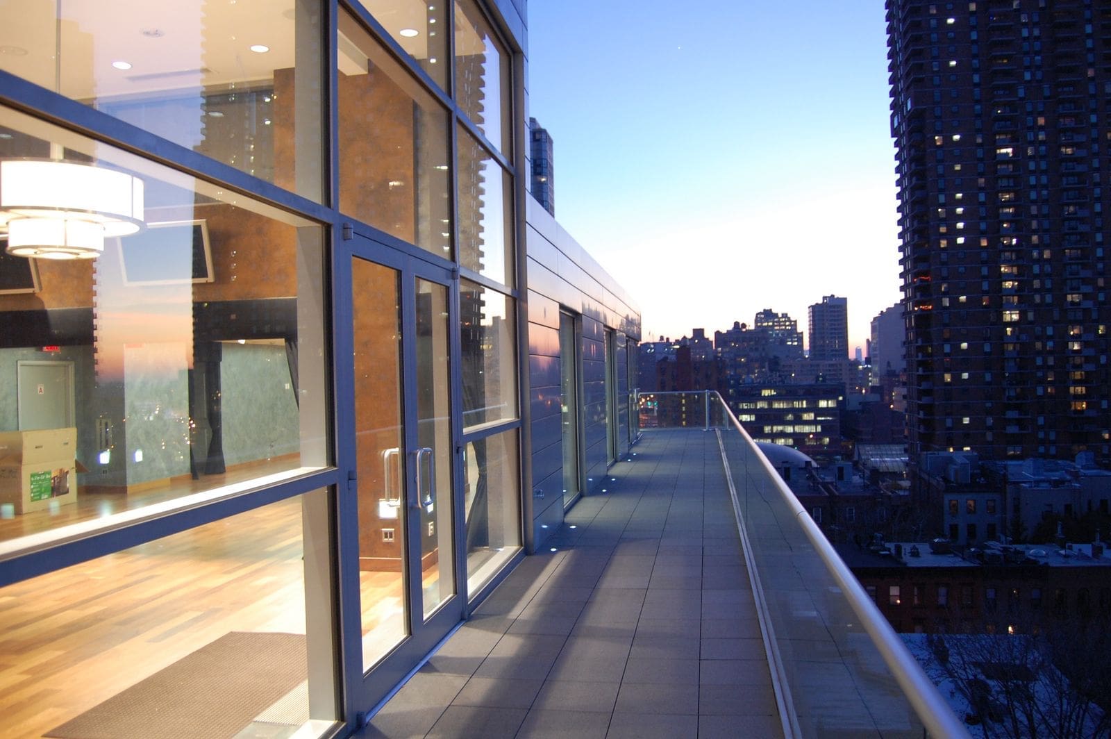 outdoor balcony with glass walls