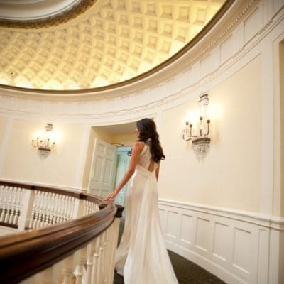 bride walking in hallway