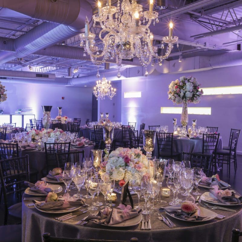 Fine dining area with table settings