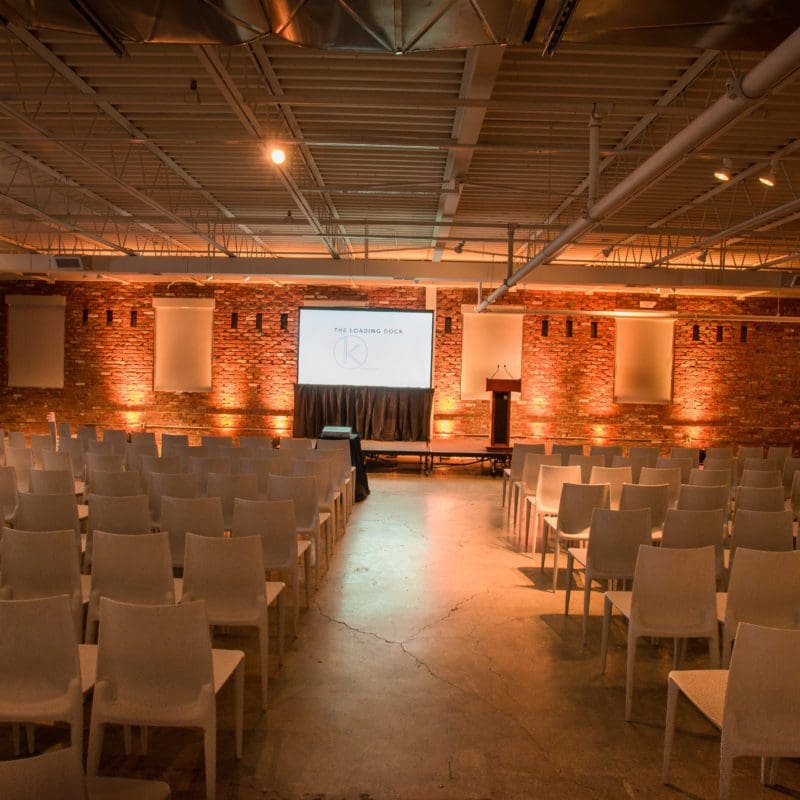 interior venue with chairs and a podium