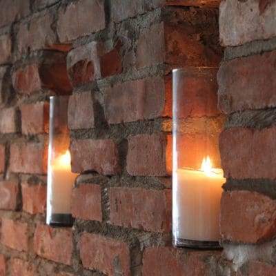 candles inset into wall