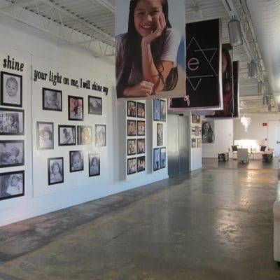 beautiful event space with pictures on the wall
