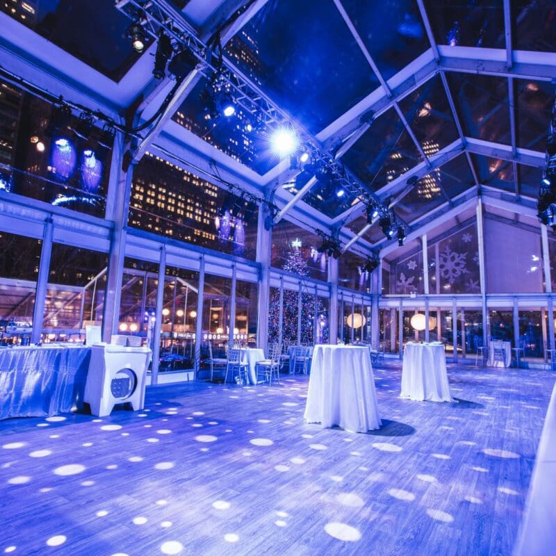 Bryant Park Overlook holiday event venue set up for holiday party
