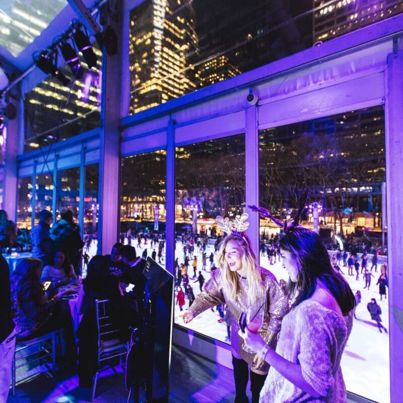Bryant Park Overlook holiday event venue overlooking ice skating rink