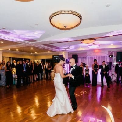 bride and groom dancing