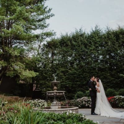 bride and groom embracing