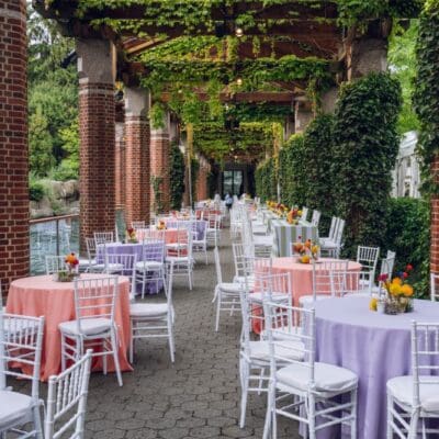 Outdoor tables at Central Park Zoo event
