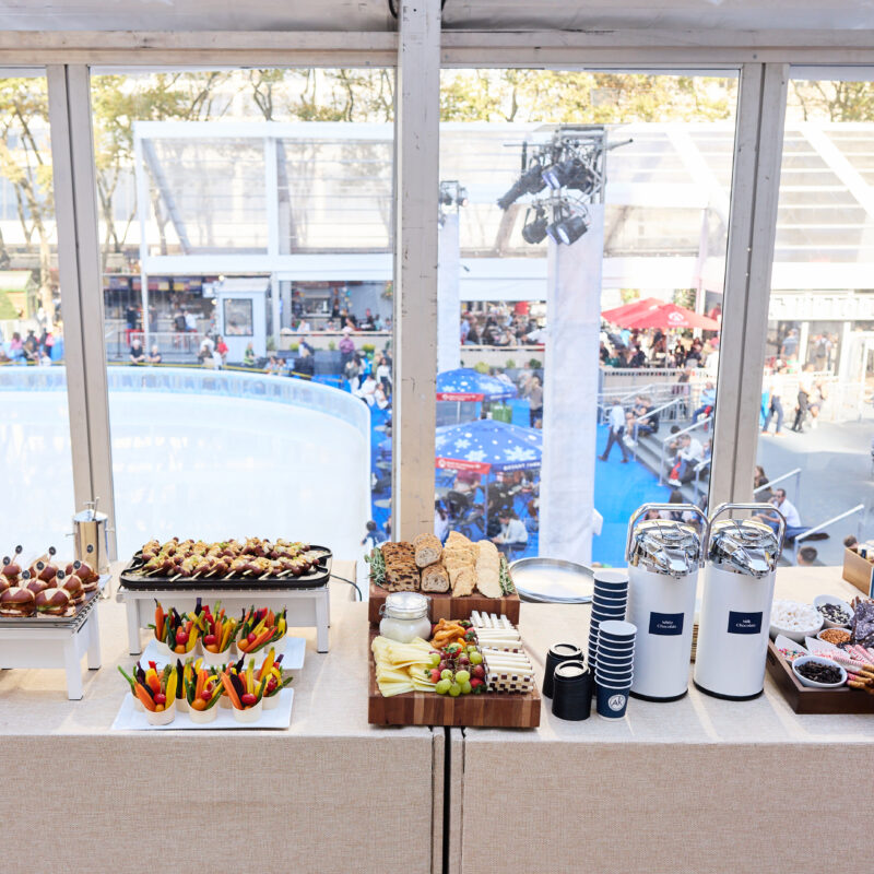 Tented holiday party at Bryant Park Overlook in midtown NY