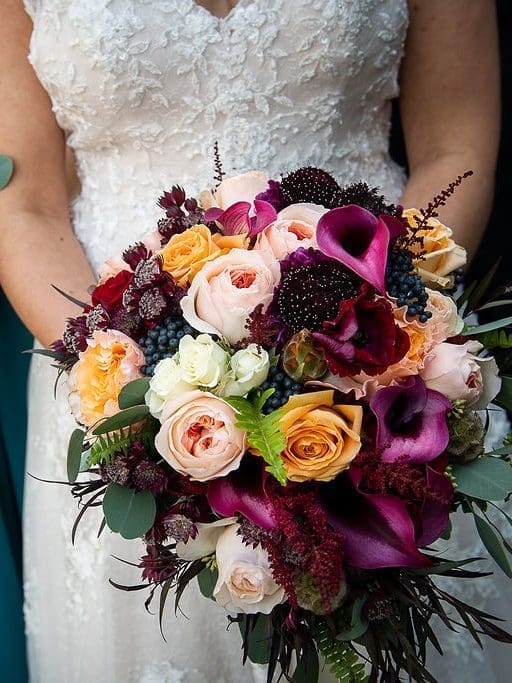 bouquet being held by a bride