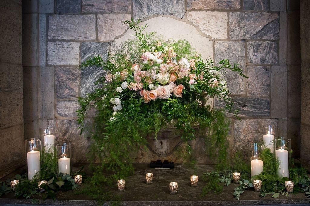 beautiful floral centerpiece and candles