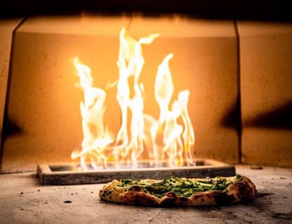 Flatbread cook in the open flame oven