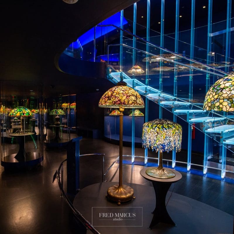 Tiffany lamps on display