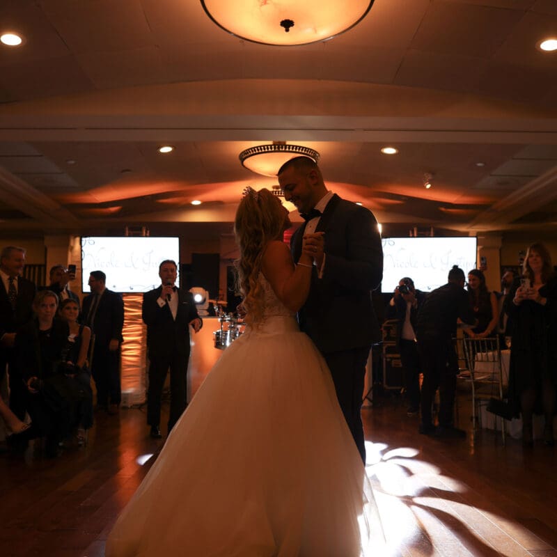 Bride and Groom dancing in Tappan Hill Mansion's Hudson Room