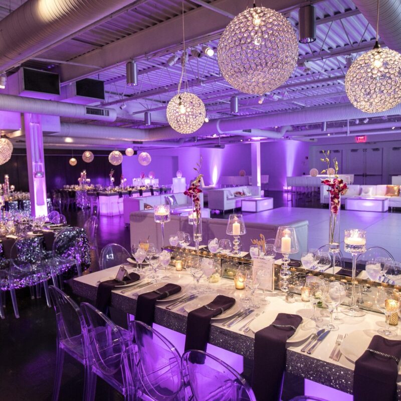 Fine dining area with table settings