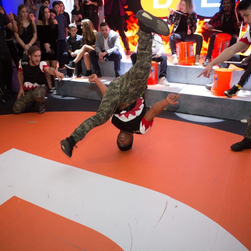 man breakdancing