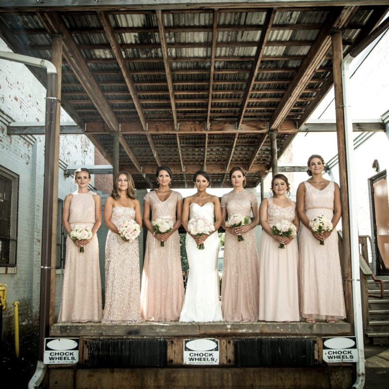 bridesmaids posing
