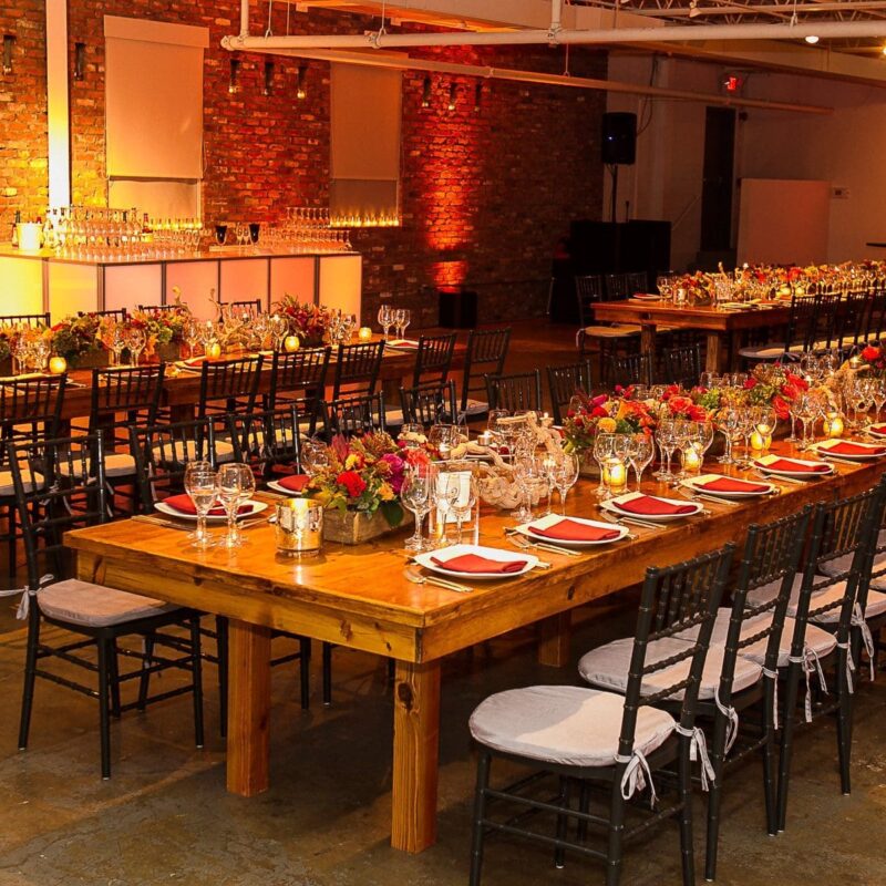 Fine dining area with table settings