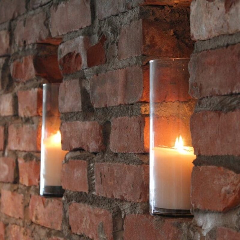 candles inset into wall