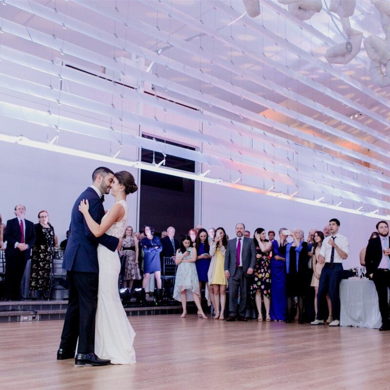 bride and groom dancing