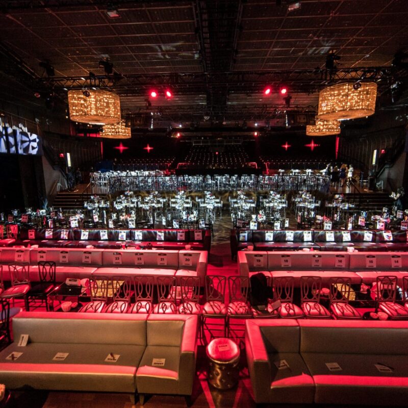 large interior event space with lounge and dining area