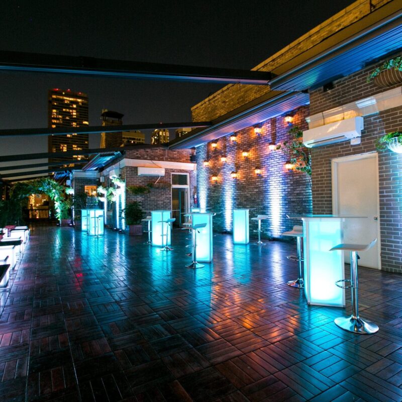 large interior venue with tables