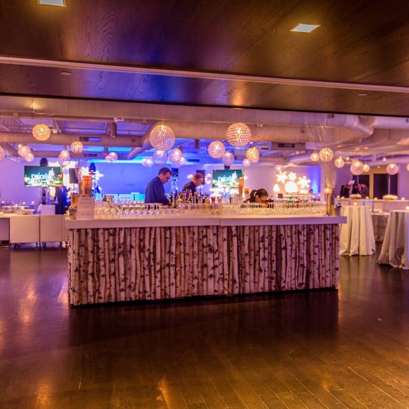 winter bar set up at a holiday part