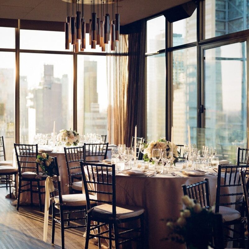 wedding tables set up in main lounge at the skylark