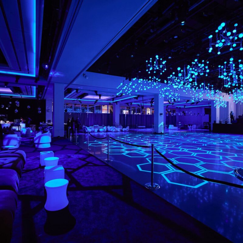 Seating and dance floor at The Glasshouse