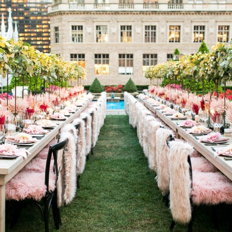 Seated dinner set up at 620 Loft & Garden Rooftop