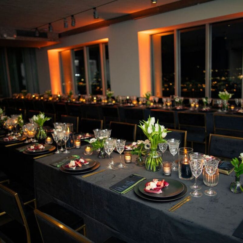 Long tables set at Glasshouse Chelsea