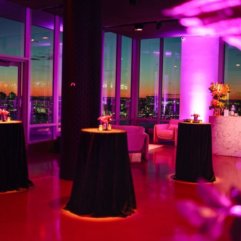 Reception with sunset views at Glasshouse Chelsea
